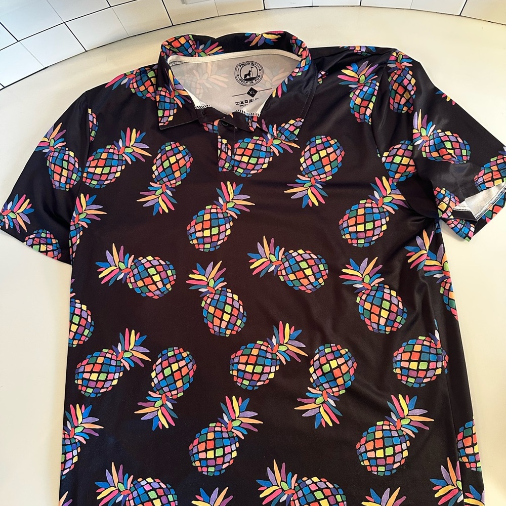 Vibrant Pineapple Pattern Polo Golf Shirt